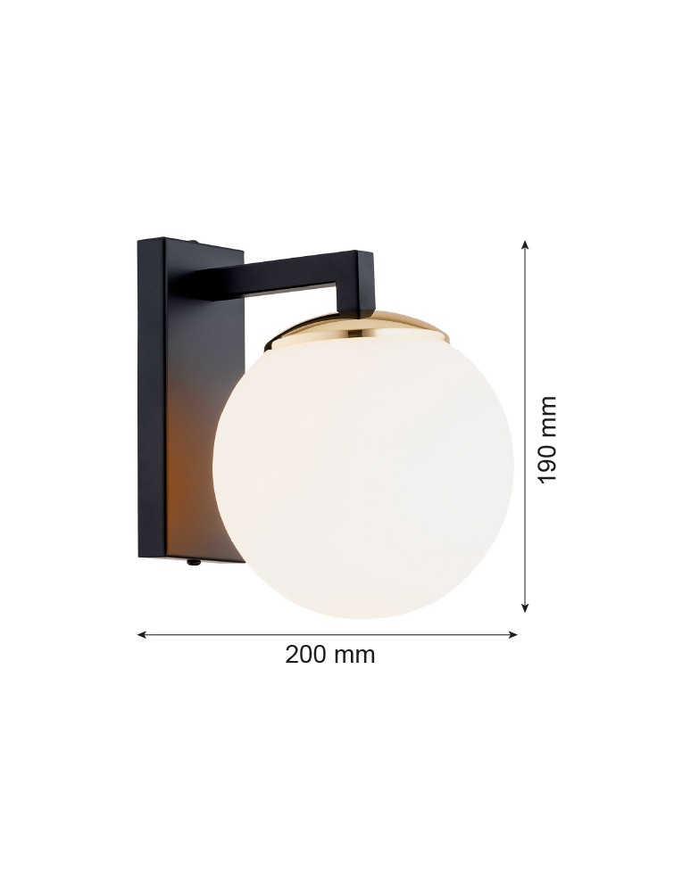 Wall lamps - Argon MORITZ 1 pł. kiniet 1x15W (max) opal mat black structure 4771 - product kolory-swiatla.pl 4