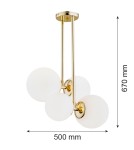 Argon MORITZ lampa wisząca 4 pł. 4x15W (max) opal mat mosiądz 1743