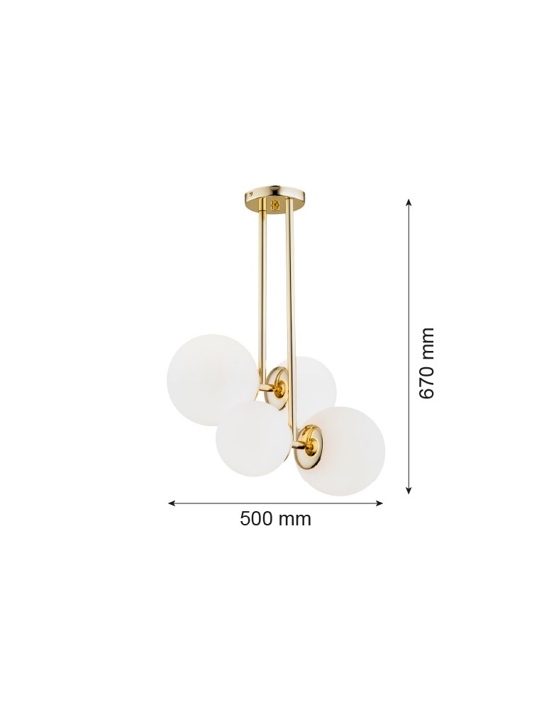 Pendant lamps - Argon MORITZ 4 fl. pendant lamp 4x15W (max) opal mat brass 1743 - product kolory-swiatla.pl 5