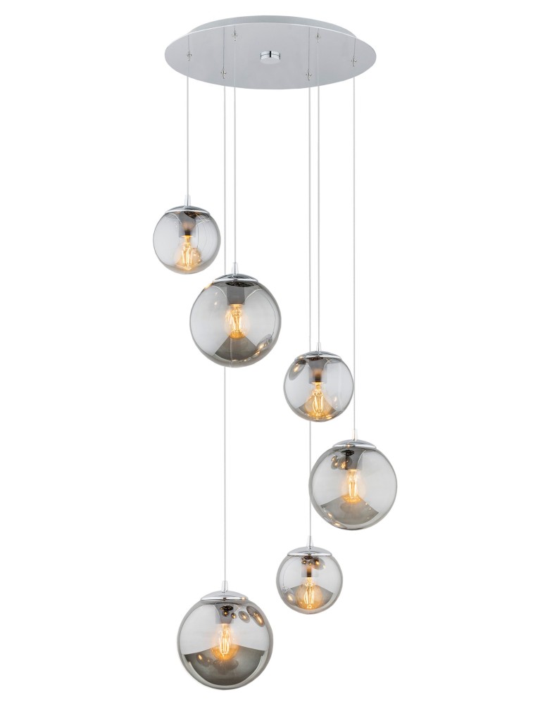 Argon OPTICA lampa wisząca 6 pł. na okrągłej podsufitce 6x15W (max) lister grafit chrom 2529