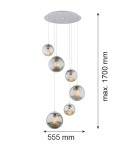 Argon OPTICA lampa wisząca 6 pł. na okrągłej podsufitce 6x15W (max) lister grafit chrom 2529