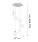 Argon OPTICA lampa wisząca 6 pł. na okrągłej podsufitce 6x15W (max) opal chrom 2530