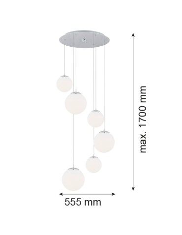 Argon OPTICA 6-fl. pendant lamp on a circular ceiling light fixture 6x15W (max) opal chrome 2530 - product 2