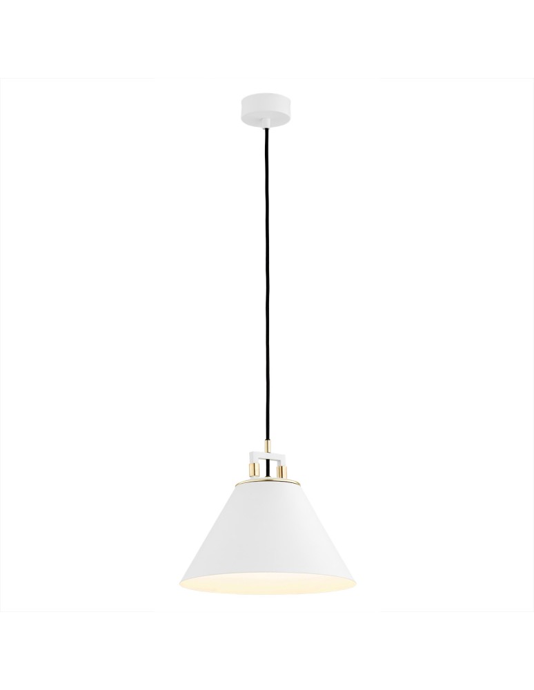 Industrial pendant lamps - Argon ORTE pendant lamp 1 pł. 1x15W (max) white structure brass elements 4914 - product kolory-swiatla.pl 1
