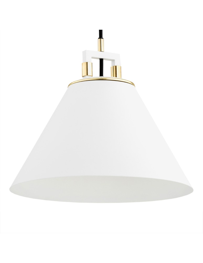 Industrial pendant lamps - Argon ORTE pendant lamp 1 pł. 1x15W (max) white structure brass elements 4914 - product kolory-swiatla.pl 4