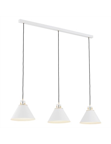 Argon ORTE 3 fl. pendant lamp 3x15W (max) white structure brass elements 6173
