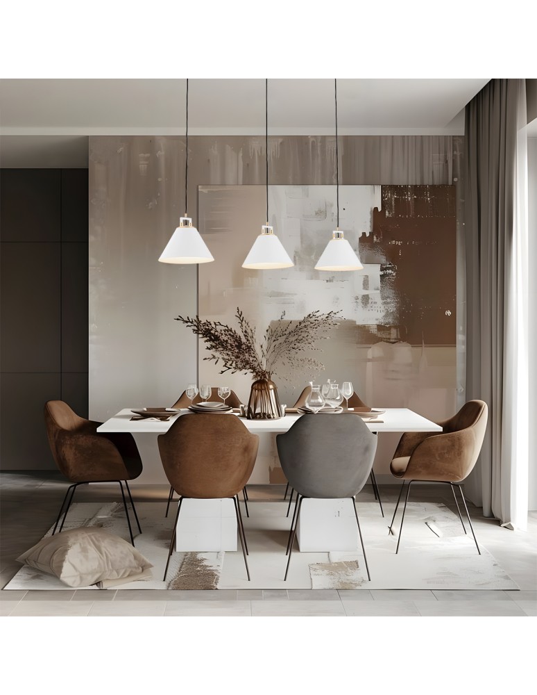 Argon ORTE lampa wisząca 3 pł. 3x15W (max) biały struktura elementy mosiądzowane 6173