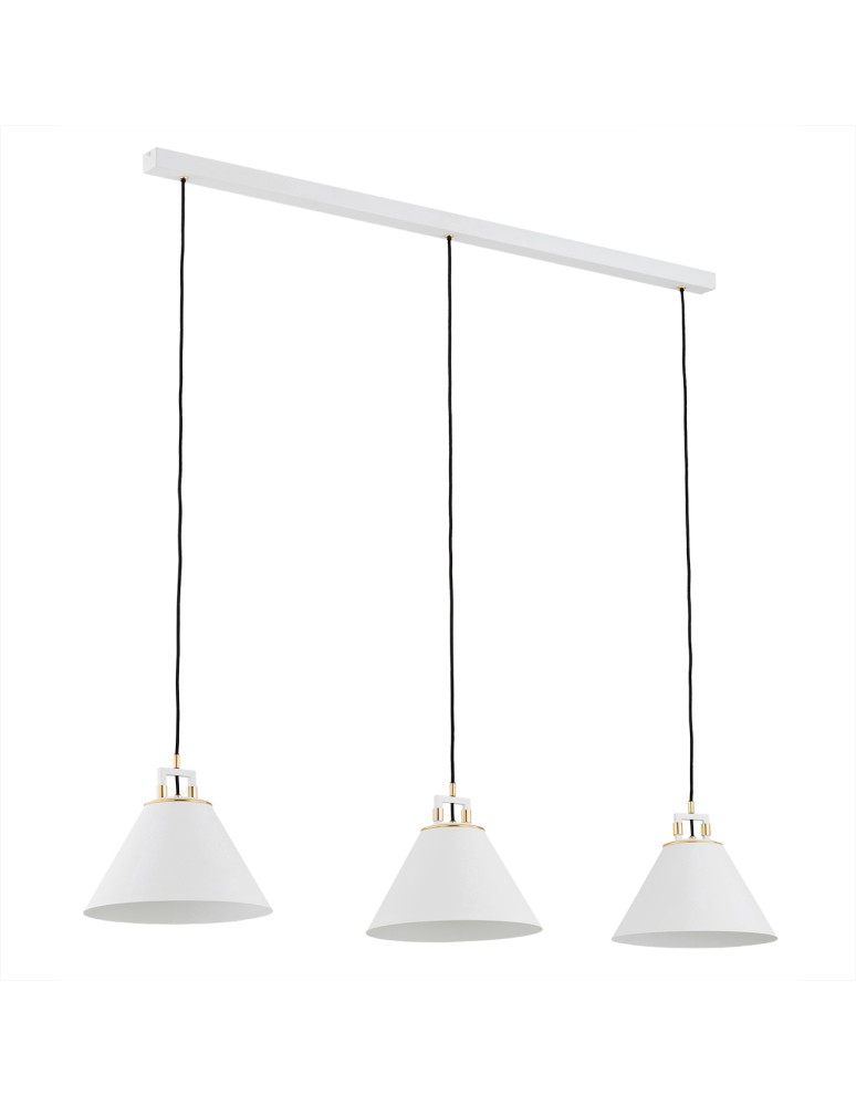 Argon ORTE lampa wisząca 3 pł. 3x15W (max) biały struktura elementy mosiądzowane 6173