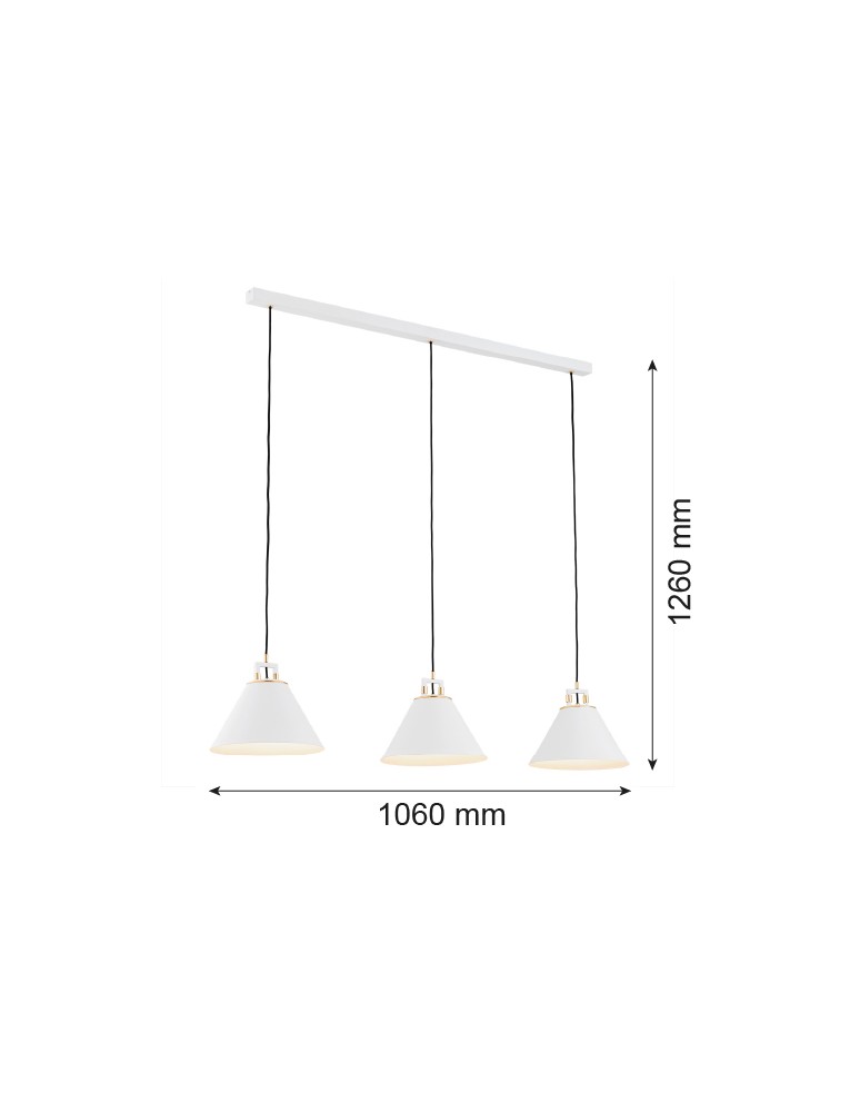 Argon ORTE lampa wisząca 3 pł. 3x15W (max) biały struktura elementy mosiądzowane 6173