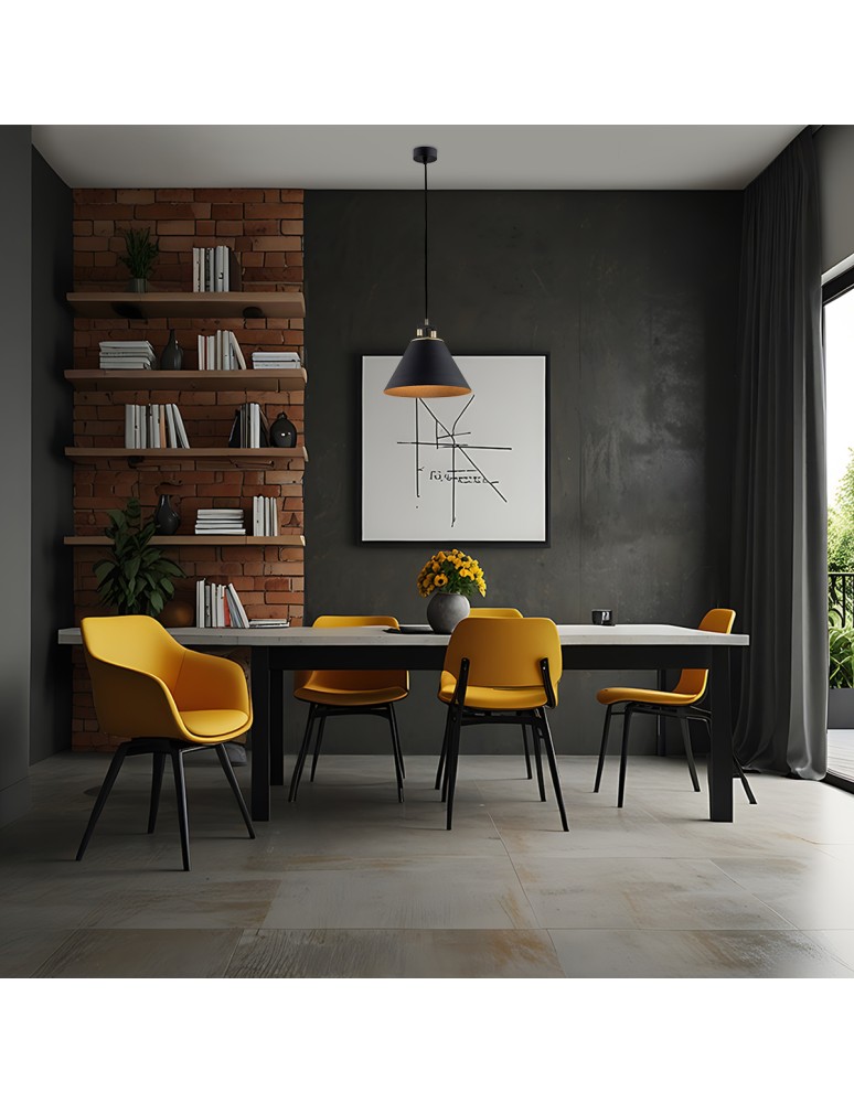 Industrial pendant lamps - Argon ORTE pendant lamp 1 pł. 1x15W (max) black structure brass elements 4915 - product kolory-swiatla.pl 2