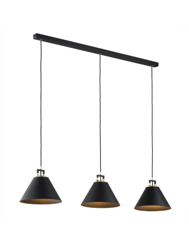 Argon ORTE lampa wisząca 3 pł. 3x15W (max) czarny struktura elementy mosiądzowane 6174