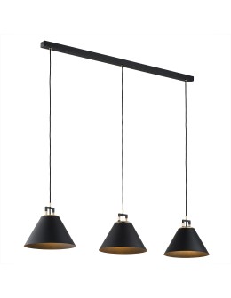 Argon ORTE lampa wisząca 3 pł. 3x15W (max) czarny struktura elementy mosiądzowane 6174