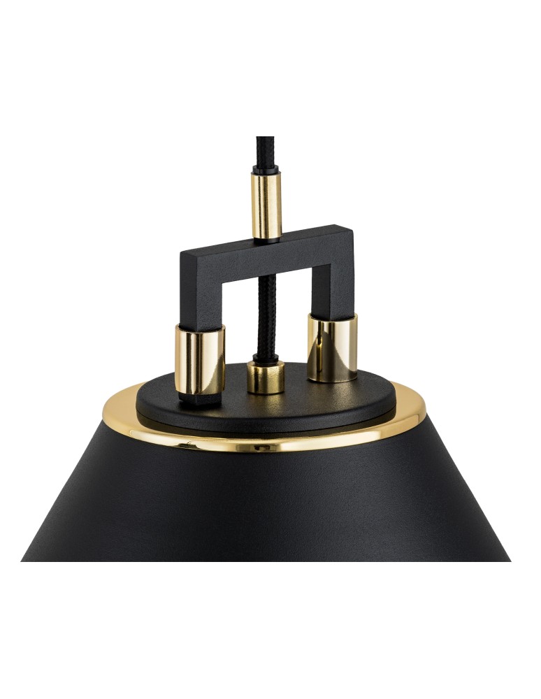Pendant lamps - Argon ORTE 3 fl. pendant lamp 3x15W (max) black structure brass elements 6174 - product kolory-swiatla.pl 4