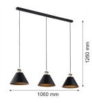Argon ORTE lampa wisząca 3 pł. 3x15W (max) czarny struktura elementy mosiądzowane 6174