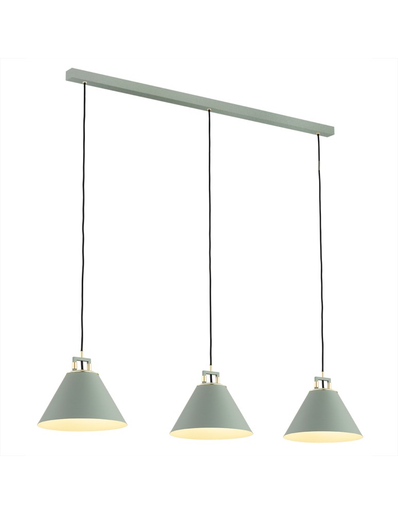 Argon ORTE 3 fl. pendant lamp 3x15W (max) sage structure brass elements 6177