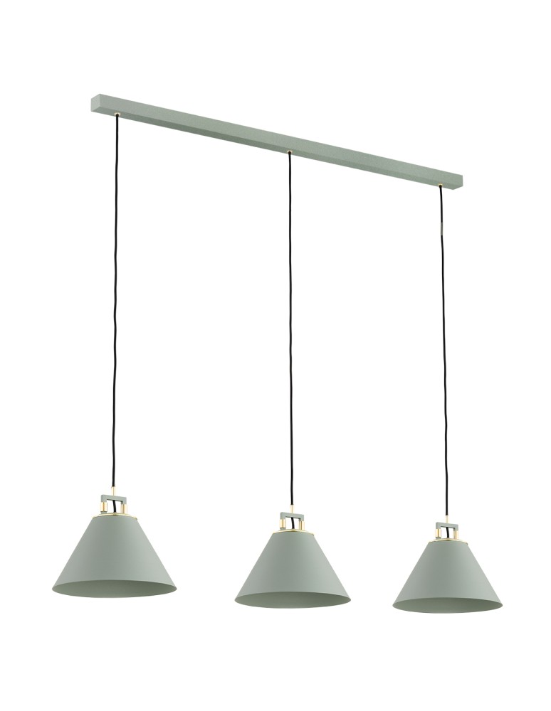 Argon ORTE lampa wisząca 3 pł. 3x15W (max) szałwia struktura elementy mosiądzowane 6177