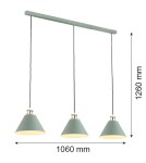 Pendant lamps - Argon ORTE 3 fl. pendant lamp 3x15W (max) sage structure brass elements 6177 - product 5