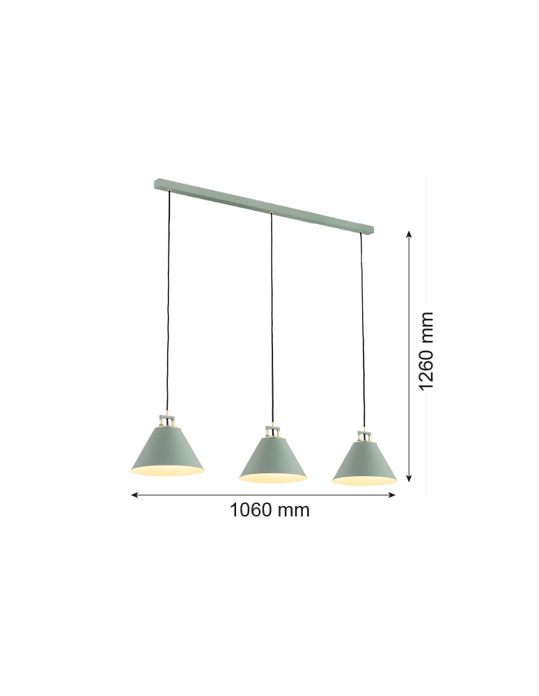 Argon ORTE 3 fl. pendant lamp 3x15W (max) sage structure brass elements 6177