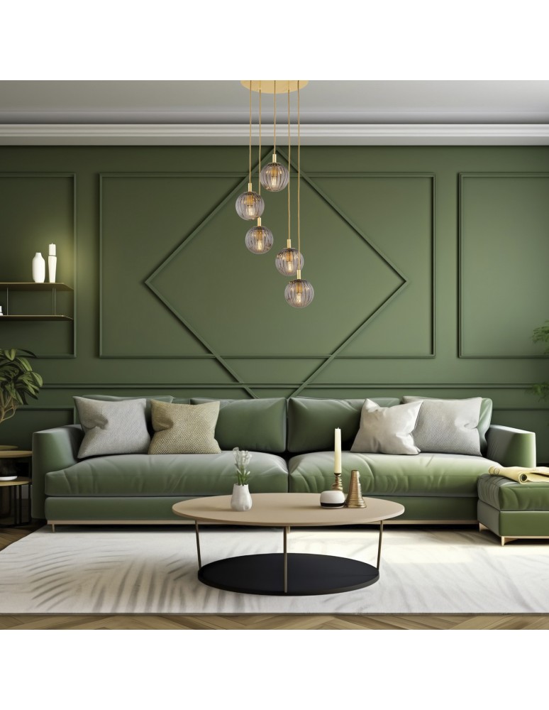 Pendant lamps spheres - Argon PALOMA 2185 glass, brass - product kolory-swiatla.pl 3