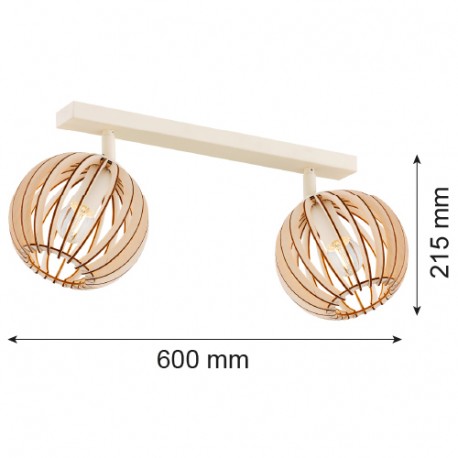 Argon PARULA plafon 2 pł. 2x7W (max) jasny brąz beż 7163