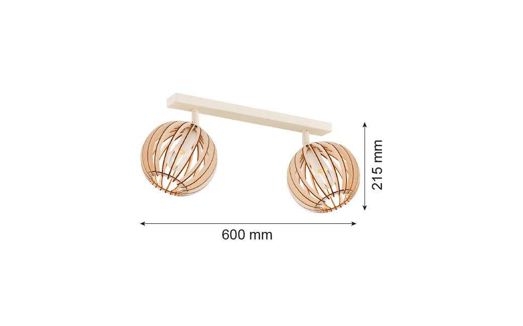 Argon PARULA plafon 2 pł. 2x7W (max) jasny brąz beż 7163