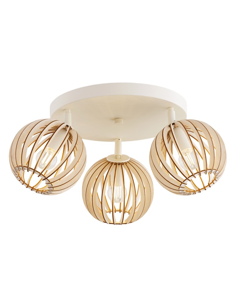 Wooden ceiling lamps - Argon PARULA plafond 3 pl., circle 3x7W (max) light brown beige 6263 - product kolory-swiatla.pl 1