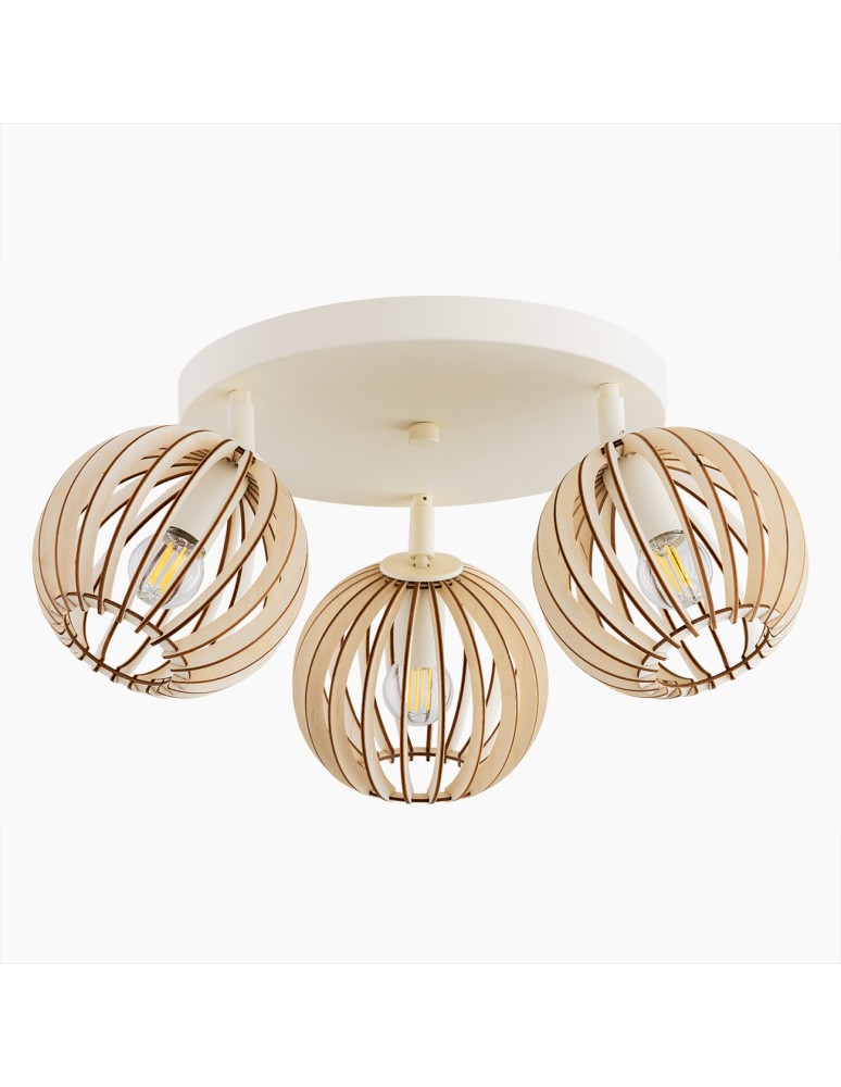 Wooden ceiling lamps - Argon PARULA plafond 3 pl., circle 3x7W (max) light brown beige 6263 - product kolory-swiatla.pl 2