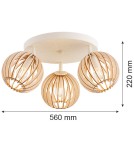 Wooden ceiling lamps - Argon PARULA plafond 3 pl., circle 3x7W (max) light brown beige 6263 - product 3