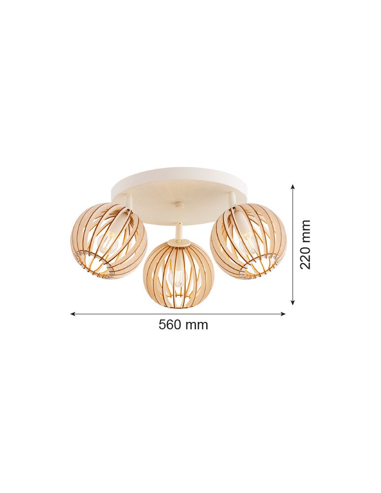 Wooden ceiling lamps - Argon PARULA plafond 3 pl., circle 3x7W (max) light brown beige 6263 - product kolory-swiatla.pl 3