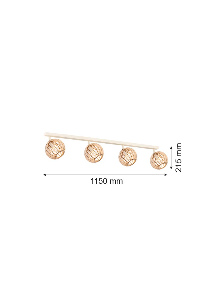 Wooden ceiling lamps - Argon PARULA plafond 4 fl. 4x7W (max) light brown beige 1820 - product kolory-swiatla.pl 3