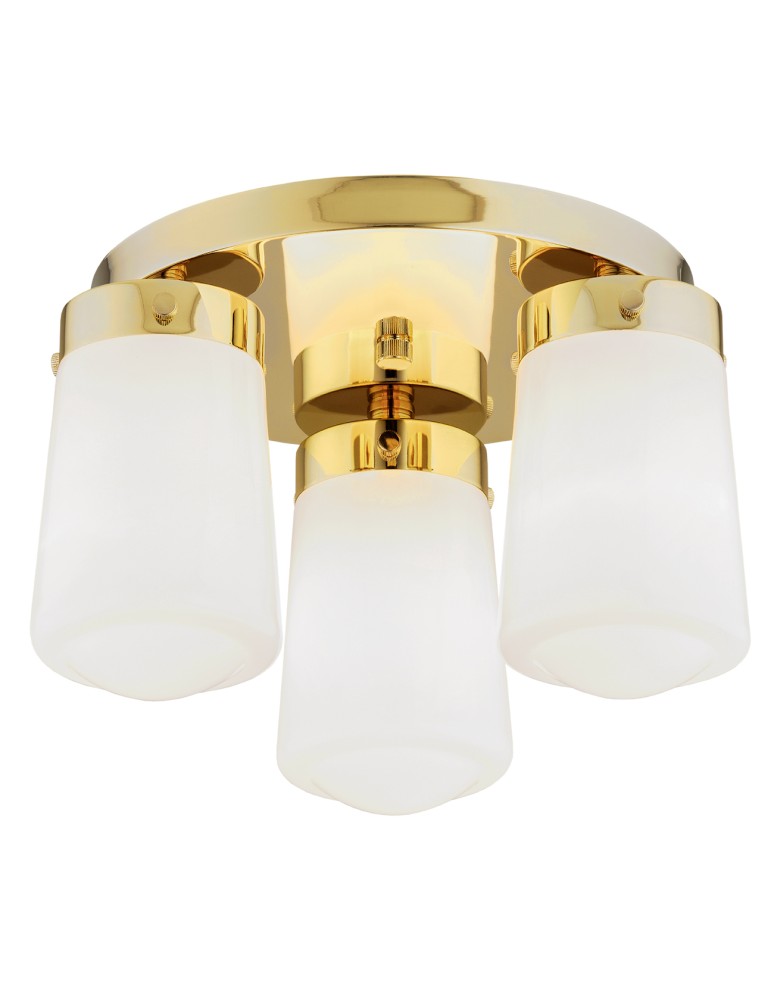 Bathroom ceiling lamps - Argon PASADENA plafond 3 fl. 3x15W (max) gloss white IP44 brass 6165 - product kolory-swiatla.pl 1