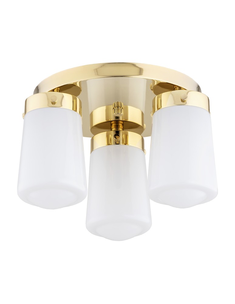 Bathroom ceiling lamps - Argon PASADENA plafond 3 fl. 3x15W (max) gloss white IP44 brass 6165 - product kolory-swiatla.pl 3