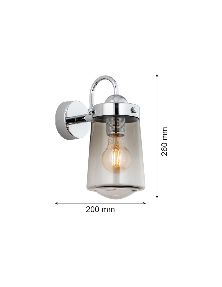 Bathroom wall lamps - Argon PASADENA wall lamp 1 pł. 1x15W (max) smoky IP44 chrome 4718 - product kolory-swiatla.pl 5