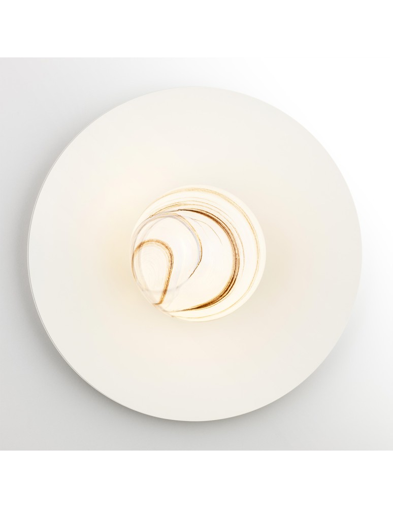 Designer wall lamps - Argon PIAVA 8445 wall lamp / plafond 1 pł., shade white-brown (marble), elements cream white glass, lacquered steel - product kolory-swiatla.pl 1