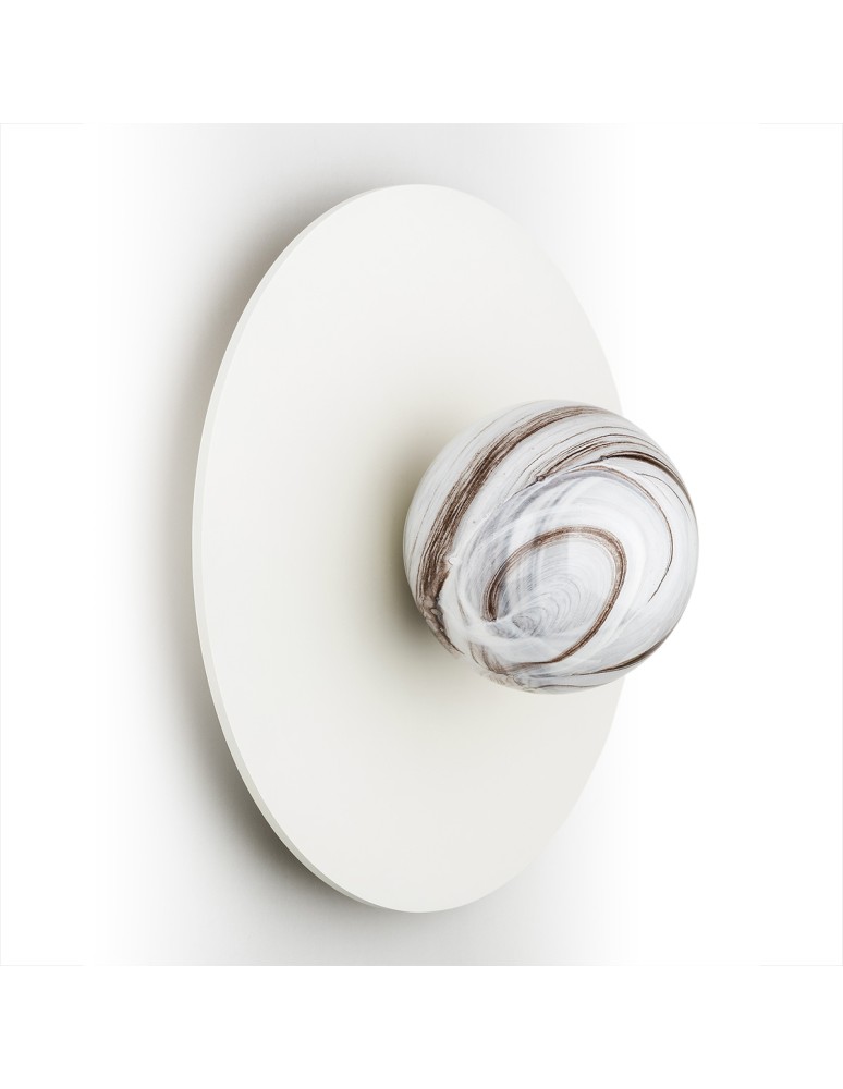 Designer wall lamps - Argon PIAVA 8445 wall lamp / plafond 1 pł., shade white-brown (marble), elements cream white glass, lacquered steel - product kolory-swiatla.pl 3