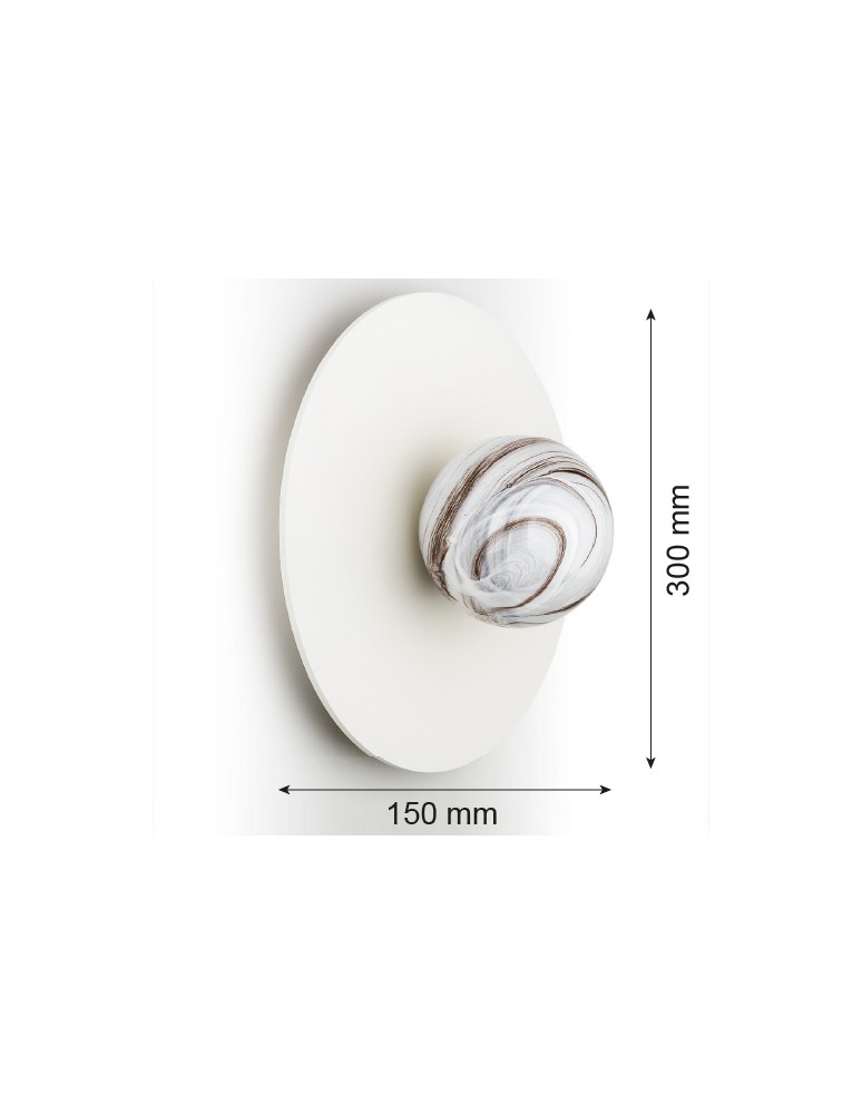 Designer wall lamps - Argon PIAVA 8445 wall lamp / plafond 1 pł., shade white-brown (marble), elements cream white glass, lacquered steel - product kolory-swiatla.pl 8