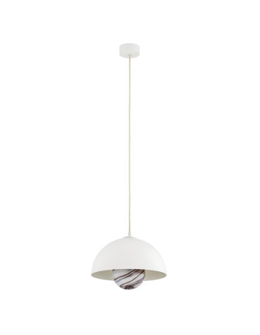 Argon PIAVA 8443 lampa wisząca 1 pł., klosz biało-brązowy (marmurek), elementy kremowe białe szkło, stal lakierowana - produkt 2