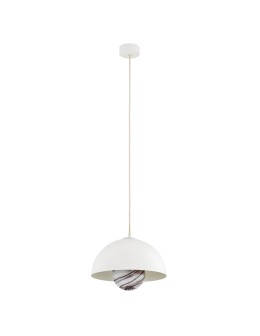 Argon PIAVA 8443 lampa wisząca 1 pł., klosz biało-brązowy (marmurek), elementy kremowe białe szkło, stal lakierowana - produkt 2