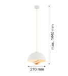 Single pendant lamps - Argon PIAVA 8443 1-fl. pendant lamp, white-brown (marble) lampshade, white glass cream elements, lacquered steel - product 7