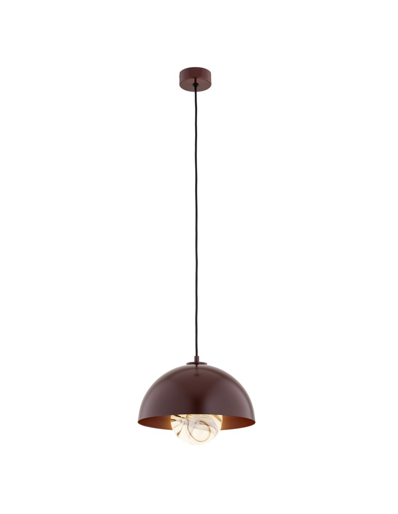 Single pendant lamps - Argon PIAVA 8444 1-fl. pendant lamp, white and brown (marble) lampshade, chocolate brown glass elements, lacquered steel - product kolory-swiatla.pl 1