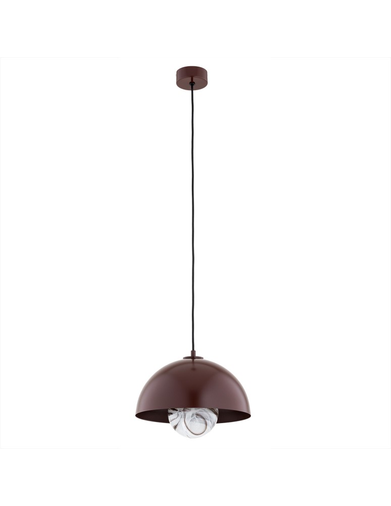 Single pendant lamps - Argon PIAVA 8444 1-fl. pendant lamp, white and brown (marble) lampshade, chocolate brown glass elements, lacquered steel - product kolory-swiatla.pl 2