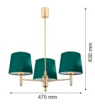 3-point chandelier - Argon PONTE PLUS 3 fl. chandelier 3x15W (max) green dark brass 6192 - product 3