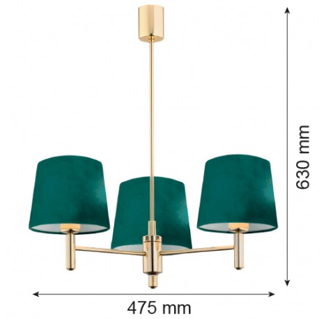 Argon PONTE PLUS żyrandol 3 pł. 3x15W (max) zielony ciemny mosiądz 6192