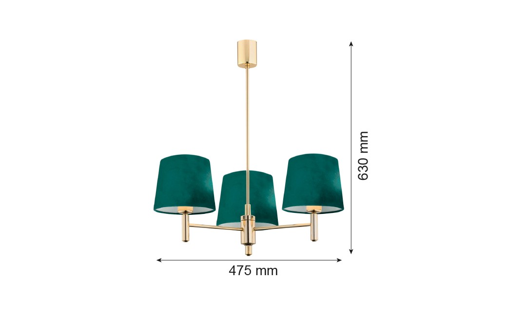 Argon PONTE PLUS żyrandol 3 pł. 3x15W (max) zielony ciemny mosiądz 6192