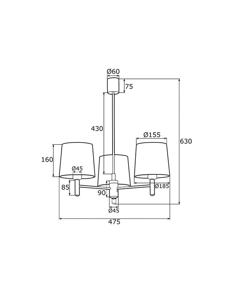 3-point chandelier - Argon PONTE PLUS 3 fl. chandelier 3x15W (max) green dark brass 6192 - product kolory-swiatla.pl 4