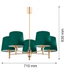 5-point chandeliers - Argon PONTE PLUS chandelier 5 fl. 5x15W (max) green dark brass 2145 - product 3
