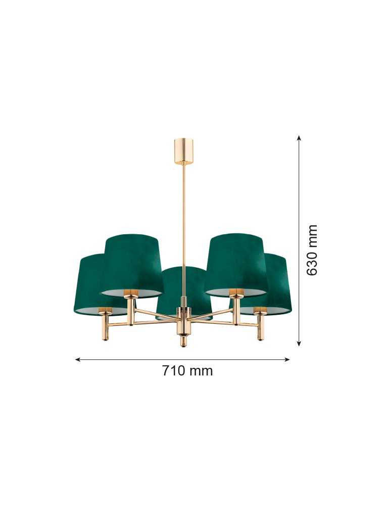 5-point chandeliers - Argon PONTE PLUS chandelier 5 fl. 5x15W (max) green dark brass 2145 - product kolory-swiatla.pl 3