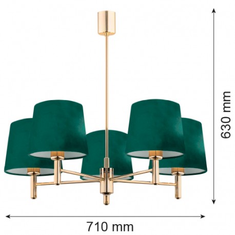 Argon PONTE PLUS żyrandol 5 pł. 5x15W (max) zielony ciemny mosiądz 2145