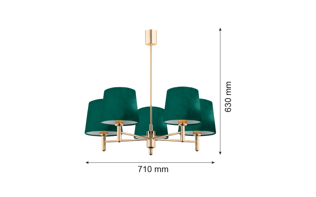 Argon PONTE PLUS żyrandol 5 pł. 5x15W (max) zielony ciemny mosiądz 2145