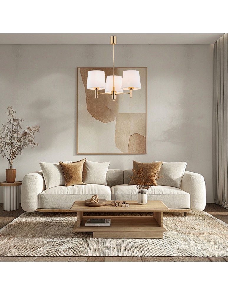 3-point chandelier - Argon PONTE PLUS 3 fl. chandelier 3x15W (max) cream dark brass 6110 - product kolory-swiatla.pl 2